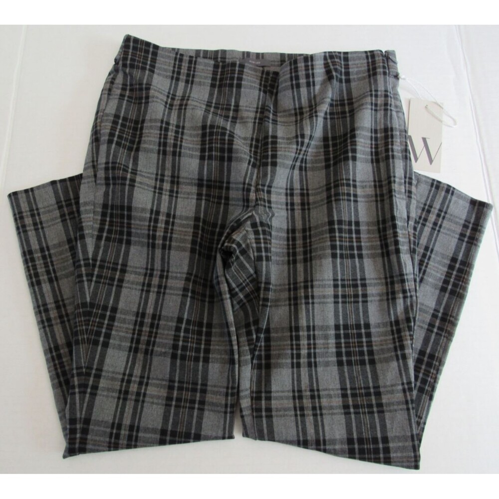Worthington Slim Leg Side Zip Trousers/Pants Gray/Black/Brown Plaid Size 8P NWT